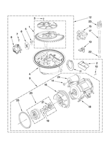 Pump And Motor Parts Diagram and Parts List for MDB7749AWB2  Maytag Dishwasher