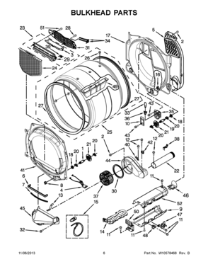 04 - BULKHEAD PARTS Diagram and Parts List for YMEDE251YL1  Maytag Dryer