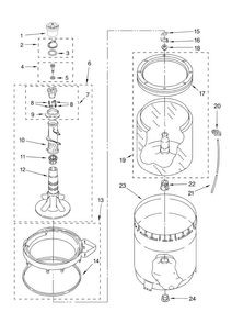 Agitator, Basket And Tub Parts Diagram and Parts List for MVWC300VW0  Maytag Washer