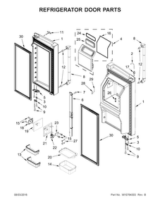 Refrigerator Door Parts Diagram and Parts List for JFX2897DRP00  Jenn-Air Refrigerator