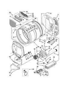 Upper And Lower Bulkhead Parts Diagram and Parts List for MLE24PRAZW2  Maytag Dryer