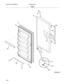 Door Diagram and Parts List for CFUMC21QW1  Crosley Freezer