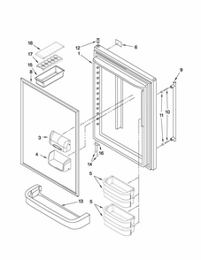 Refrigerator Door Parts Diagram and Parts List for GB2526LEKS6  Amana Refrigerator