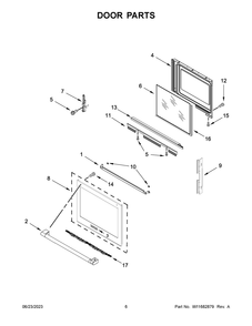 Door Parts Diagram and Parts List for MES8800PZ0  Maytag Range