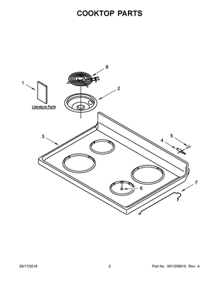 Part Location Diagram of W11371990 Whirlpool Surface Element