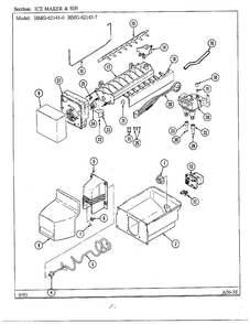 Ice Maker And Bin Diagram and Parts List for 62143-0A  Admiral Refrigerator