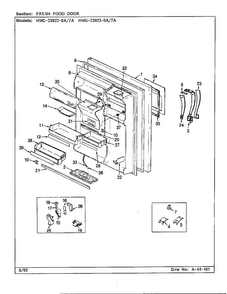 Fresh Food Door Diagram and Parts List for 23922-0A  Admiral Refrigerator