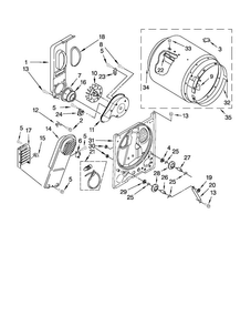 Bulkhead Parts Diagram and Parts List for AED4675YQ0  Admiral Dryer