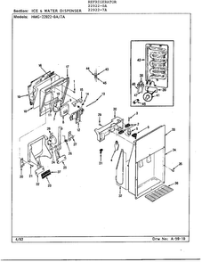Ice & Water Dispenser Diagram and Parts List for 22922-7A  Admiral Refrigerator