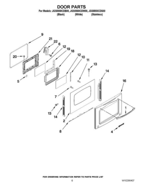 04 - Door Parts Diagram and Parts List for JGS8850CDS00  Jenn-Air Range