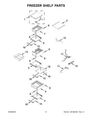 Freezer Shelf Parts Diagram and Parts List for ALOVE18FLC00  Maytag Freezer