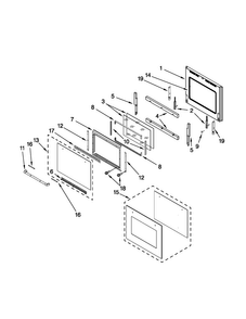 Lower Oven Door Parts Diagram and Parts List for JJW2830WP00  Jenn-Air Wall Oven