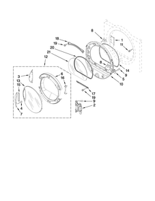 Door Parts Diagram and Parts List for NED7500VM1  Amana Dryer