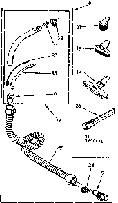 Attachment Parts Diagram and Parts List for 11620831  Kenmore Canister Vacuum