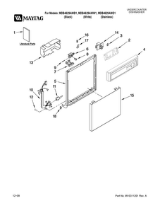 Frame And Console Parts Diagram and Parts List for MDB4629AWB1  Maytag Dishwasher