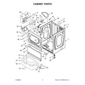 Cabinet Parts Diagram and Parts List for MDE20PDFGW0  Maytag Dryer