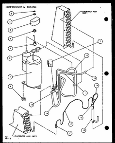 Compressor & Tubing (pth15300e/p9806822r) (pth15400e/p9806922r) (pth15300ec/p9811822r) (pth15400ec/p9872322r) Diagram and Parts List for PTH09400F P1102701R Amana Air Conditioner