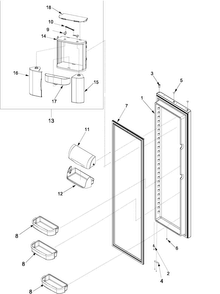 Refrigerator Door Diagram and Parts List for ARS2661BC-PARS2661BB0  Amana Refrigerator