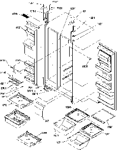 Refrigerator/freezer/shelves, Lights And Hinges Diagram and Parts List for SXD322L-P1313901WL  Amana Refrigerator