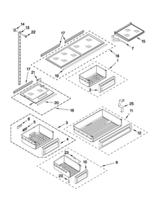 Shelf Parts Diagram and Parts List for JF42SSFXDA00  Jenn-Air Refrigerator
