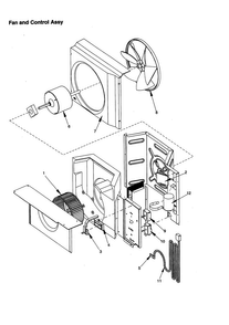 Fan And Control Assembly Diagram and Parts List for RC04880A1D PRC04880A1DB Amana Air Conditioner