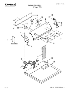 Top And Console Parts Diagram and Parts List for CGD137SXQ1  Crosley Dryer