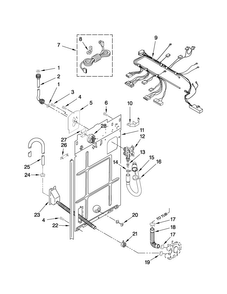 Rear Panel Parts Diagram and Parts List for MAT14PRAWW0  Maytag Washer