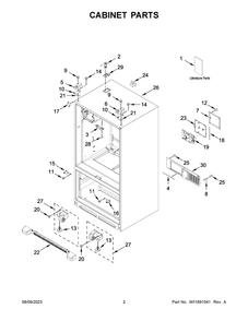 Cabinet Parts Diagram and Parts List for MFI2570FEZ14  Maytag Refrigerator
