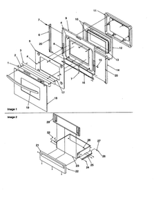 Oven Door And Storage Drawer Diagram and Parts List for ARTC7511E-P1143691NE  Amana Range