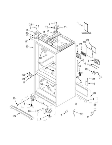 Cabinet Parts Diagram and Parts List for JFX2897DRP02  Jenn-Air Refrigerator