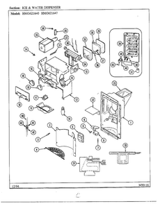 Ice And Water Dispenser Diagram and Parts List for 621640  Admiral Refrigerator