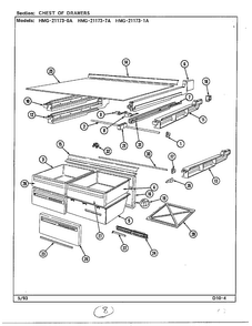 Chest Of Drawers Diagram and Parts List for 21173-0A  Admiral Refrigerator