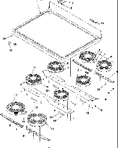Main Top Diagram and Parts List for ARH6710E-P1143419NE  Amana Range