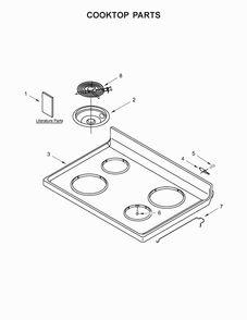 Cooktop Parts Diagram and Parts List for ACR2303MFW0  Amana Range