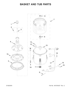 Basket And Tub Parts Diagram and Parts List for ATW4675EW0  Admiral Washer