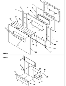 Oven Door And Storage Diagram and Parts List for ART6002L-P1143497NL  Amana Range