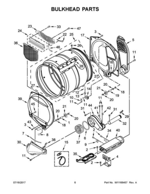 04 - Bulkhead Parts Diagram and Parts List for MEDB765FC0  Maytag Dryer