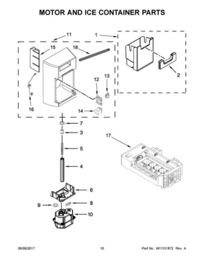 06 - Motor And Ice Container Parts Diagram and Parts List for MSS26C6MEZ00  Maytag Refrigerator