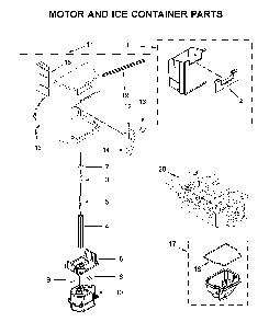 Motor And Ice Container Parts Diagram and Parts List for 10651332713  Kenmore Refrigerator