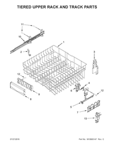 Tiered Upper Rack And Track Parts Diagram and Parts List for MDB8969SDE0  Maytag Dishwasher