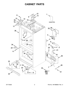 Cabinet Parts Diagram and Parts List for MFT2772HEZ04  Maytag Refrigerator