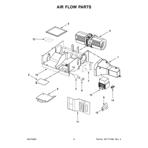 Air Flow Parts Diagram and Parts List for YAMV2307PFW11  Amana Range Hood