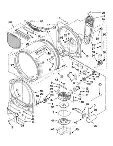 Bulkhead Parts Diagram and Parts List for MGDB950YW2  Maytag Dryer