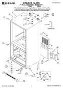CABINET PARTS Diagram and Parts List for JBD2286KEB11  Jenn-Air Refrigerator