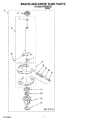BRAKE AND DRIVE TUBE PARTS Diagram and Parts List for NTW5245TQ0  Amana Washer