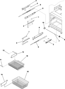 Freezer Shelving Diagram and Parts List for AFD2535DEW0  Amana Refrigerator