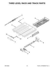 Third Level Rack And Track Parts Diagram and Parts List for JDPSS246LL1  Maytag Dishwasher