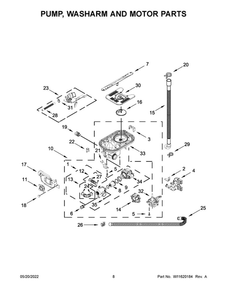 Pump, Washarm And Motor Parts Diagram and Parts List for MDB9959SKZ1  Maytag Dishwasher