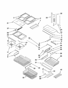 Shelf Parts Diagram and Parts List for G37025PEAS1  Maytag Refrigerator