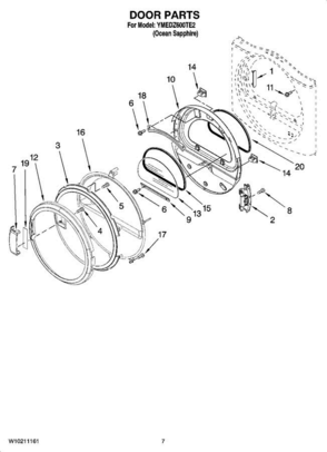 04 - Door Parts, Optional Parts (not Included) Diagram and Parts List for YMEDZ600TE2  Maytag Dryer